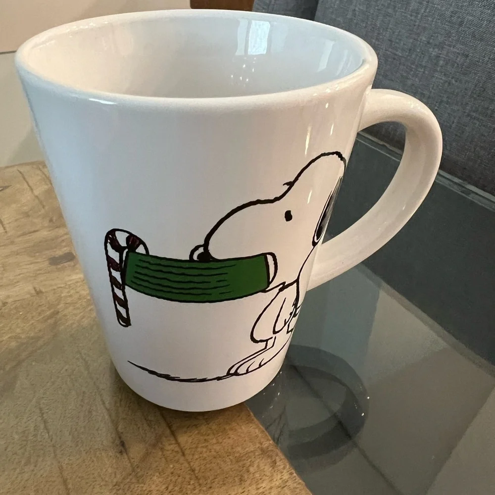 Peanuts White Snoopy Mug for holiday Christmas Dining